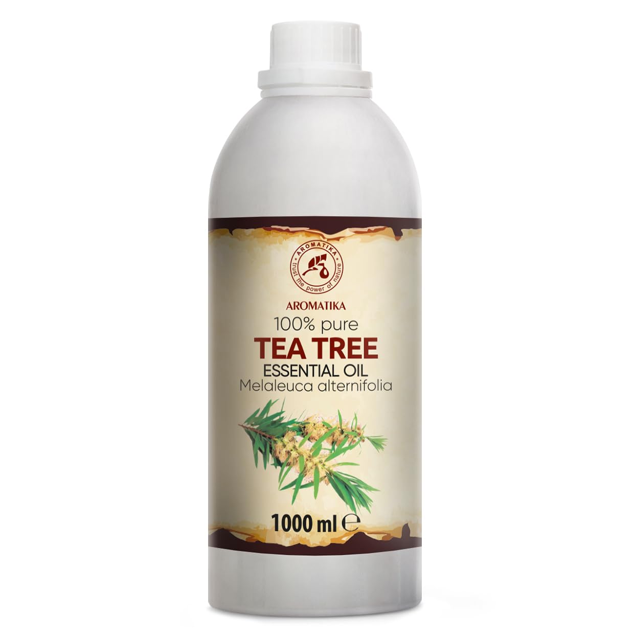 Olio Essenziale Dell'albero Del Tè 1000 ml - Melaleuca Alternifolia - Naturale e Puro - Olio essenziali per Diffusori - Profumi per la Casa - Saponi e Candele - Sauna - Aroma Fresco - Aromaterapia