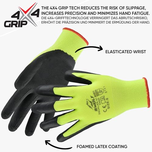 BWOLF PAVALAN 12 works of Work Gloves Men's Work Gloves Women's Mechanic Gloves Men's Assembly Gloves with Robust Latex Coating (12 - Image 3