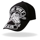 Hot Leathers BCA1030 Lone Wolf Baseball Hat (Black)