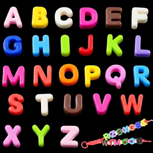 Large Letter Beads for Paracord Bag Charms & Keychains 26pcs 20mm 3D Bubble Chunky Letter Beads Bulk with 6mm Large Hole Big Alphabet Beads for Backpack Purse Charms (Large Letter Beads A-Z)