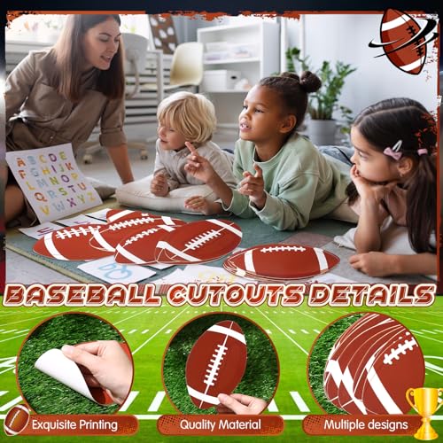 Image of Taobary 24 Pcs 7.09'' Football Cutouts Bulletin Board Decorations 6 Design