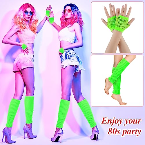 Yolev YOLEV-550359 Neon Leg Warmers And Fishnet Gloves Set 80S Fancy Dress Costume Accessory Stretchy thumb #4