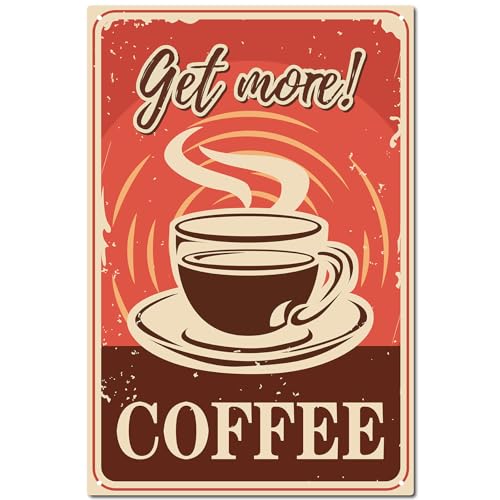 CREATCABIN Tasse Café en Étain Vintage en Métal-Affiche Rétro-Plaque de Peinture en Fer-Décoration Murale-Décoration Murale Suspendre pour...