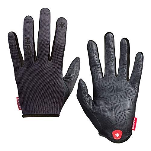 HIRZL Grippp Light FF Leather Bike Gloves, Black White, Full Finger, Breathable, Ultra Lightweight, Sweat, Water and Abrasion Resistant, Ergonomic, Durable, MTB, Road, Mountain, Cycling, Swiss, XXL