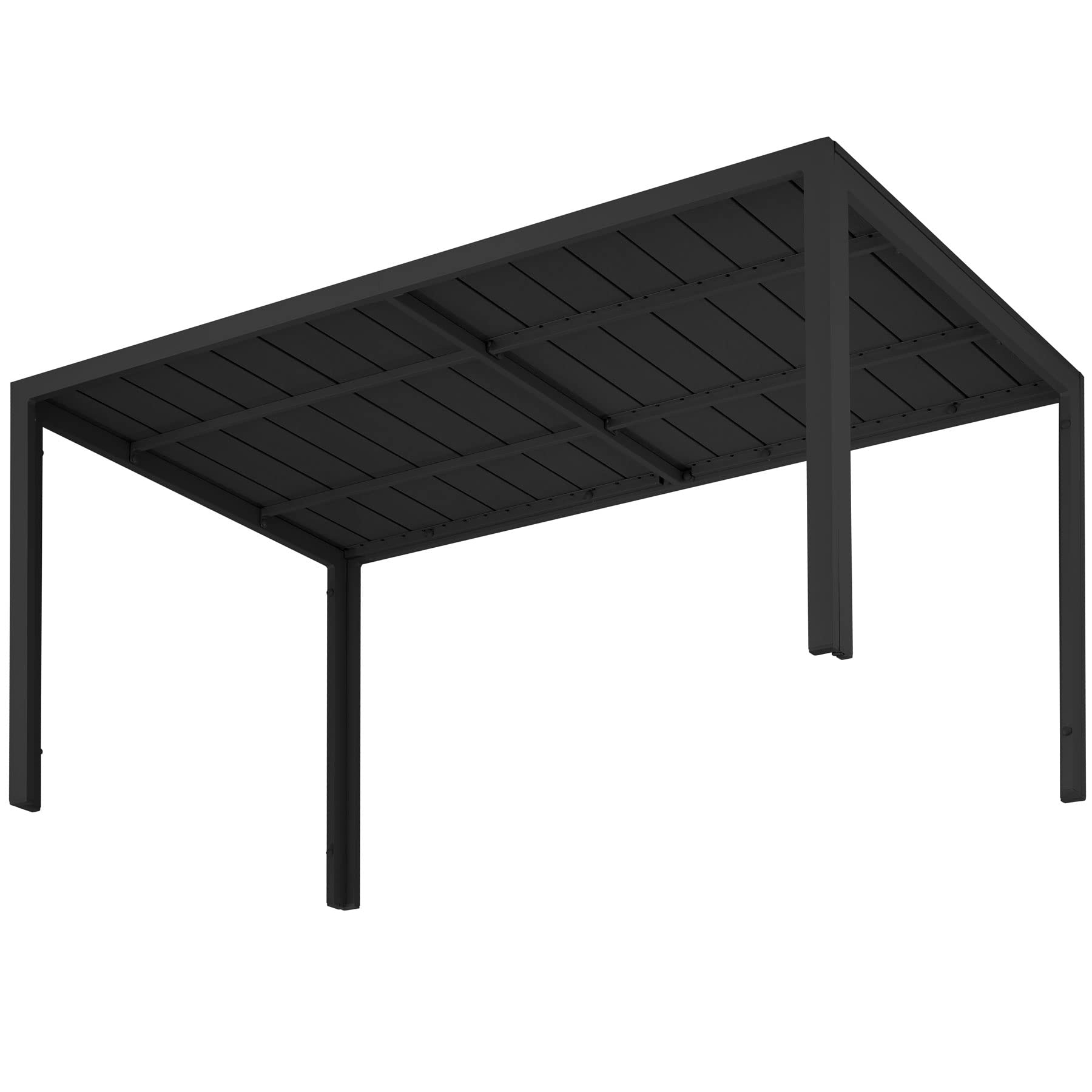 tectake® Mesa Jardín Exterior de Aluminio 150x90x74,5cm, Mesa Terraza, Patas Ajustables y Topes, Mueble Jardín Resistente a Intemperie, Fácil Montaje - Negro/Negro