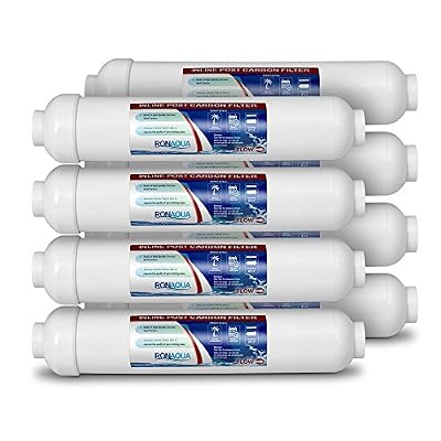 T33 Inline Coconut Grade Activated Carbon Pre/Post Membrane Filter for Taste and Odor Reduction WELL-MATCHED with AICRO, K2533JJ, FT15, IC-100A (Set of 8)