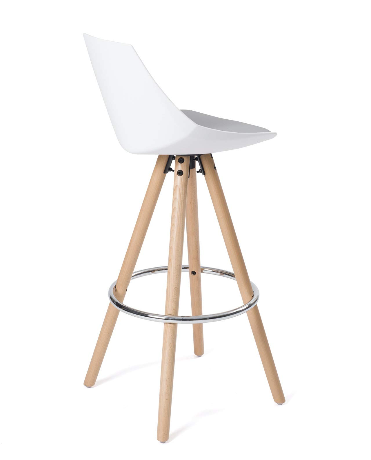 Lot De 2 Chaises De Bar Scandinave KAYELLES MALI - Hauteur 67 Cm, Dossier Et Coussin Simili Cuir, Pieds Bois Hêtre Naturel