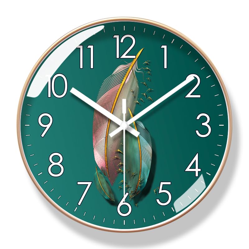 Horloge de Quartz pour Mur Silencieuse en Plume pour Chambre Apaisante