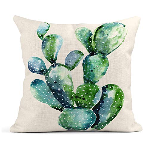 Artsocket Set Of 4 Throw Pillow Covers Watercolor Cactus Garden Raster For Clipping Path Collection Succulents Plants Decor Linen Pillow Cases Home Decorative Square 18X18 Inches Pillowcases #TOP3