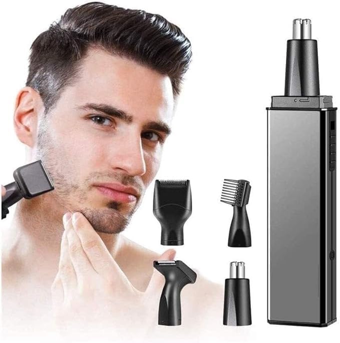 Ear and Nose Hair Trimmer for Men & Women, 4 in 1 Electric Eyebrow Trimmer Painless Nose Clippers Facial Hair Remover Waterproof with Dual Edge Blades