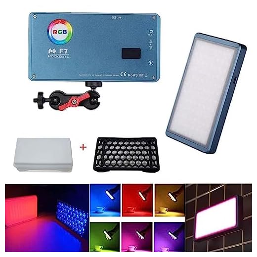 Falcon Eyes F7 RGB Caméra Photo Vidéo Eclairage Dimmable 2500K-9000K avec Softbox et Grille en nid d'abeille Studio de Poche et éclairage Batterie intégrée Mode scénario Multiple