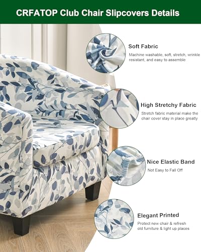 CRFATOP 2 Piece Club Chair Slipcover Printed Tub Chair Slipcover Armchair Covers Soft Printed Round Barrel Chair Covers Couch Covers with Elastic Bottom for Bar Counter Living Room,15 - Image 5