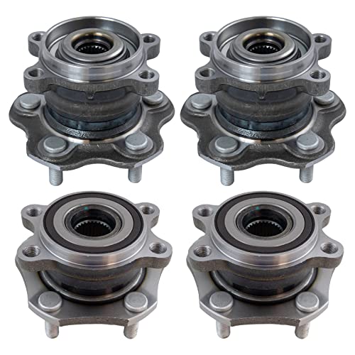 Image of TRQ Front and Rear Wheel Bearing and Hub Assembly Set 4 Piece Compatible with 2014-2019 Nissan Rogue AWD 2017-2022 Rogue Sport AWD