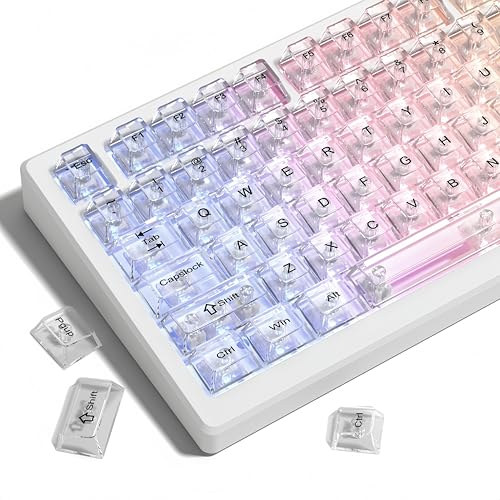 Image of dagaladoo White Clear Keyboard keycaps,Transparent Key caps 60 75 100 Percent,Crystal Jelly Keycap Set,Shine Through Key caps.,Cherry Profile Keyboard caps for Mx Switches Mechanical Keyboard