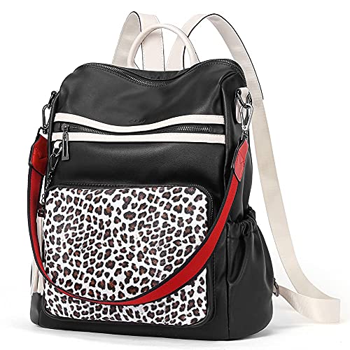 Image of CLUCI Backpack Purse for Women Fashion Leather Designer Travel Large Ladies Shoulder Bags with Tassel, Black Leopard, Large,