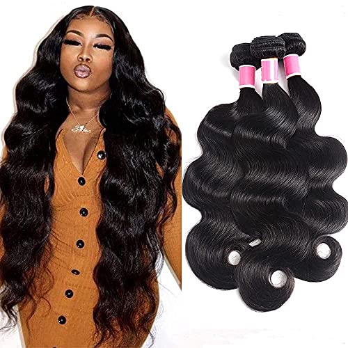 Brazilian Virgin Hair Body Wave Bundles 10A Unprocessed Brazilian Human Hair Weave Body Wave Hair Weave Extensions Brazilian Body Wave Human Hair 3 Bundles Body Wave (18 20 22 Inch)