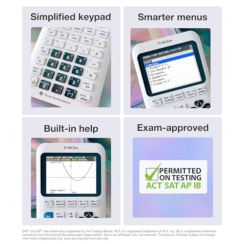 image for TI-84 Evo Graphing Calculator Texas Instruments, White – USB-C Charg