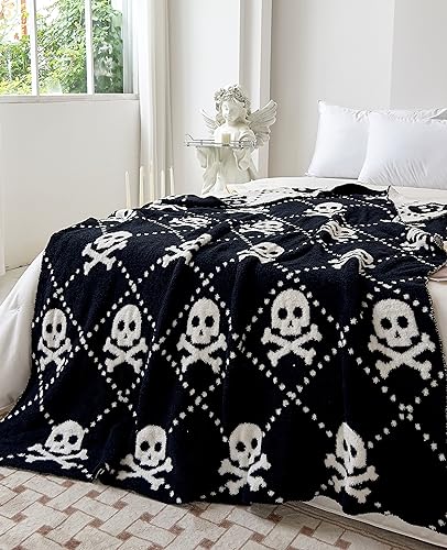 Repreconf BLANKET-0808 Ultra Soft Cozy Happy Halloweencheckered Skull Print Fluffy Microfiber Knitted Throw Blanket Lightweight Blanket For Sofa Couch Bed Travel 50 Inchx60 Inch cover