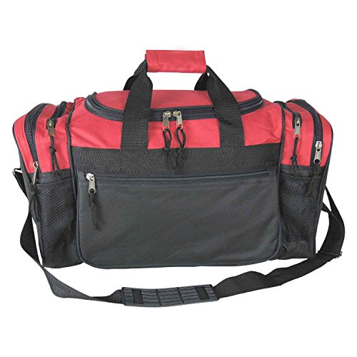 Dalix 20 Inch Sports Duffle Bag with Mesh and Valuables Pockets, Red