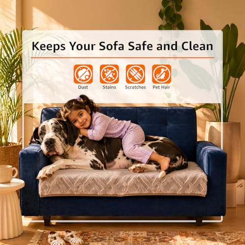 Image of Amazon Basics - Rabbit Fur Make Your Own Sofa Cover |70 x 120 cm|Microfiber Sofa Slipcover | 350 GSM (Beige, 2 Seater)