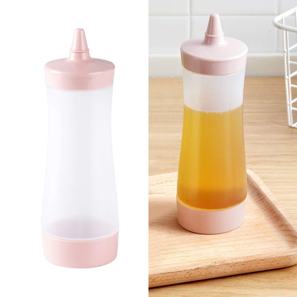 UPKOCH Lot de 3 flacons distributeurs de condiments en plastique pour ketchup, moutarde, mayo, sauces chaudes, huile d'olive (rose)