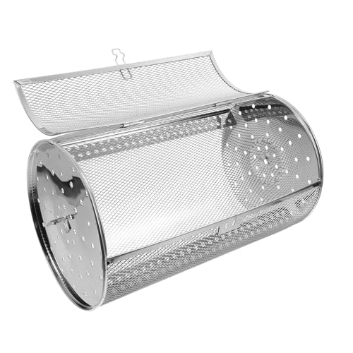 Veemoon Cage à Griller Rotative en Acier Inoxydable 180X300 MM pour Four et Barbecue Panier à Rôtir Tambour pour Légumes Viandes et Fruits de Mer Support Pivotant Pratique