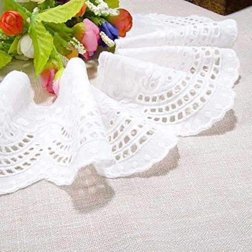 Vu100 Scalloped Eyelet Lace Trim White, 4 Inch Wide 5 Yard Cotton Lace Trim Fabric By The Yard, For Sewing Crafts Dress Tablcloth Blankets #TOP1