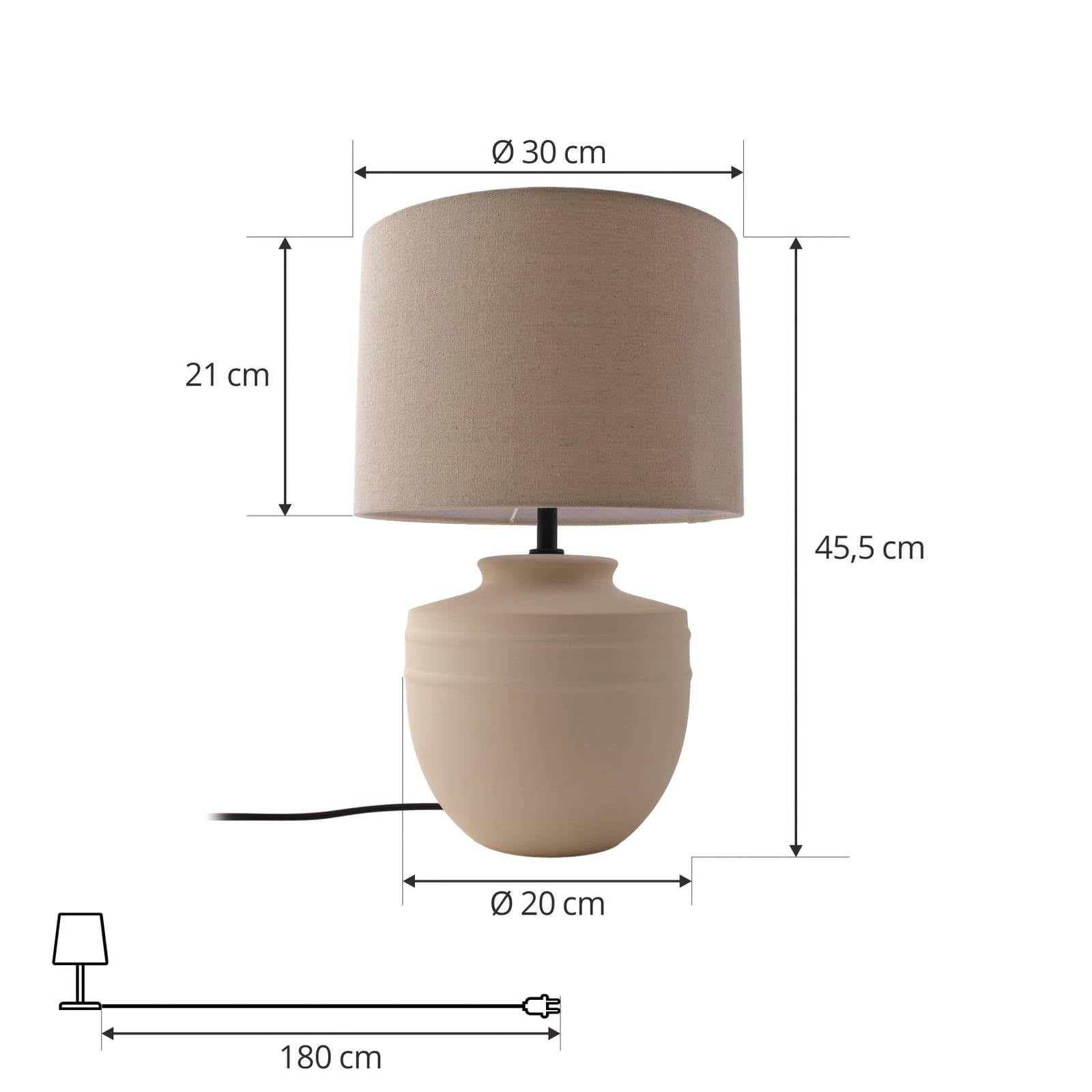 Lindby Tischlampe Thalassia in Creme aus Keramik (1 flammig, E27) - Tischleuchte Schreibtischlampe Nachttischlampe Flurleuchte