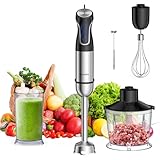 Biolomix Immersion Blender 5 in 1 Hand Blender, 1200W with 304 Stainless Steel Blade, Milk Frother Wand, Whisk, Beaker, Chopper, for Sauce, Soup,...