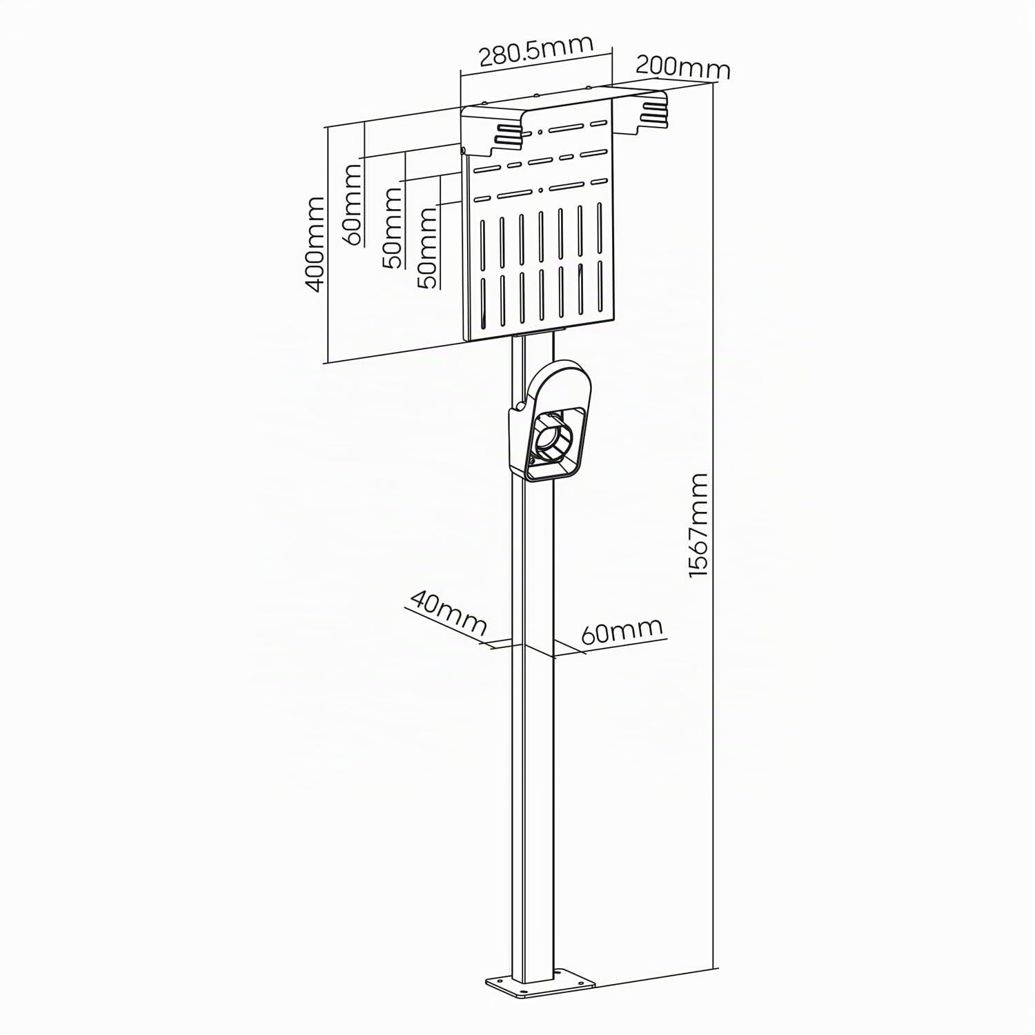 Maclean MCE456 Soporte Externo para Cargadores de Vehículos Eléctricos y PHEV, Acero, máx. 15 kg