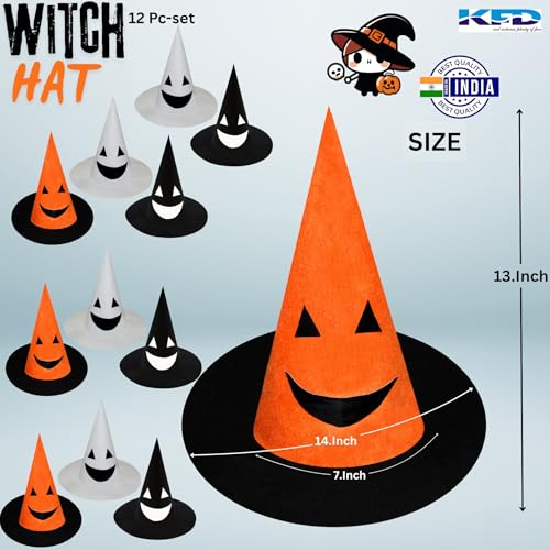 Image of Kaku Fancy Dresses Witch Hat for Girls, Witch Costume Accessory for Halloween Party Prop Multicolor Witch Hat