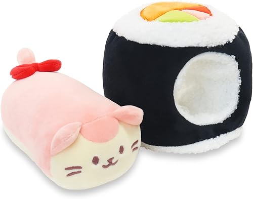 Vista 95 de Manta pequeña Anirollz Plush de 6 pulgadas Rollcake,Donut de chocolate,Sushi de huevo,Hotdog,Nori Maki,Sushi de salmón,Tempura de camarones,Sushi