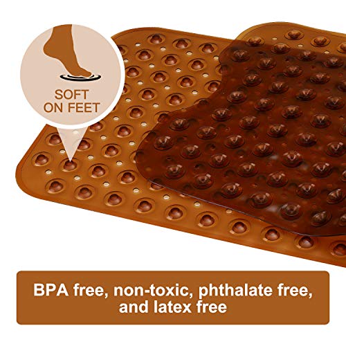 Image of YINENN Bath Tub Shower Mat 40 x 16in, Brown