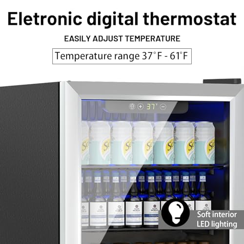 Image of DOGHLY 1.7 Cu.ft Beverage Refrigerator Cooler, 72 Cans Mini Fridge with Glass Reversible Door, Digital Temperature Display for Soda, Beer or Wine For Office or Bar with Removable Shelves