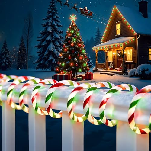 Toodour Christmas Candy Cane Lights 50ft 360 LED Candy Cane Rope Lights Outdoor with 8 Modes Connectable Timer Waterproof Red White Green Christmas Light for Garden Patio Bedroom Party Xmas Decor
