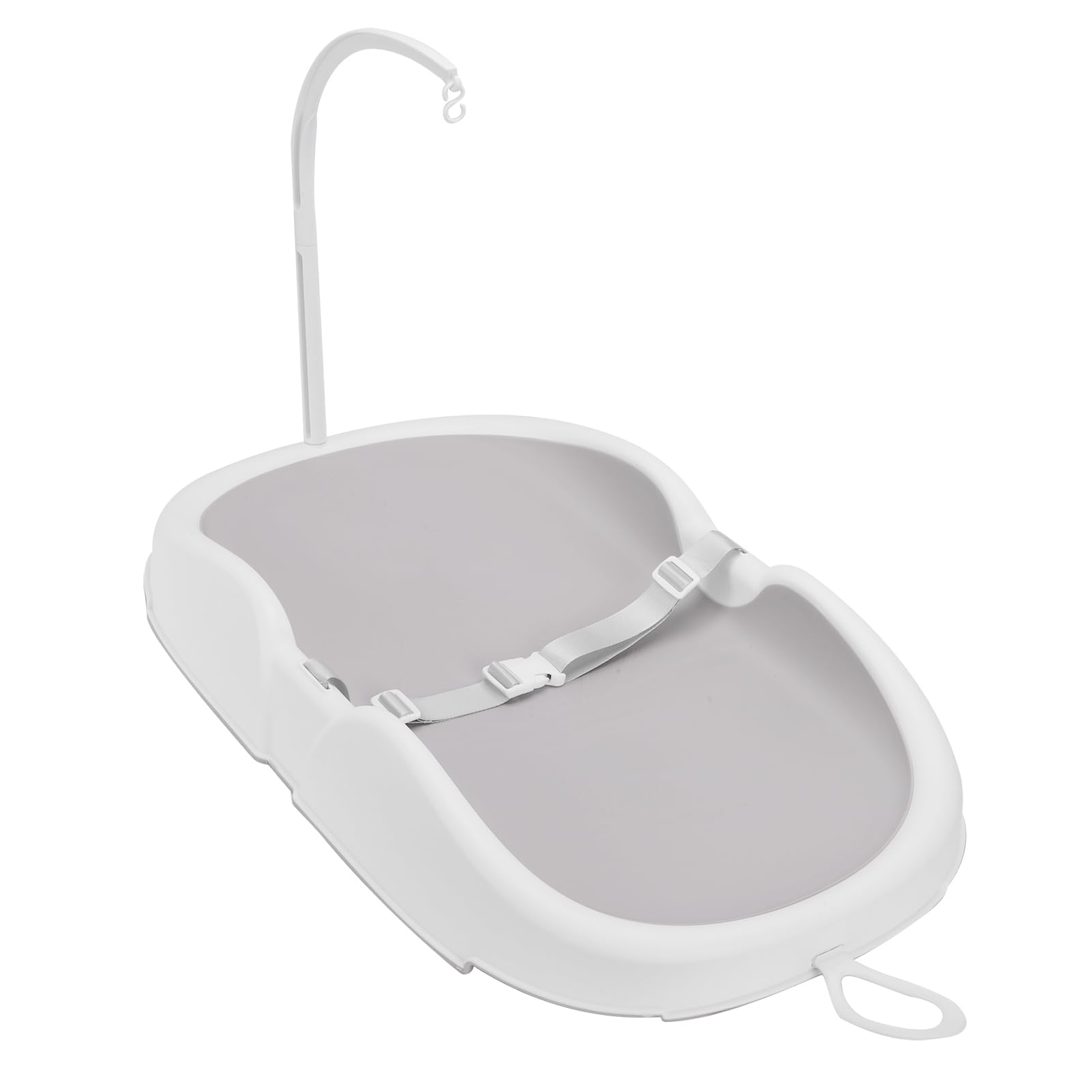Tosuny Fasciatoio per bebè, Lettino da Allattamento Portatile per Bagnetto, Postazione per Asilo Nido Multifunzionale con Cintura di Sicurezza Regolabile, Fasciatoio per e Tavolo (Bianco grigio)
