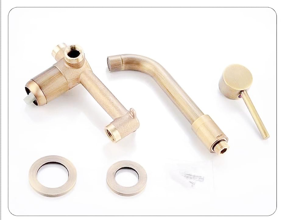 imiiHO 017 Rubinetto per lavabo da parete, ottone spazzolato, tono bronzo, rubinetto da parete per bagno