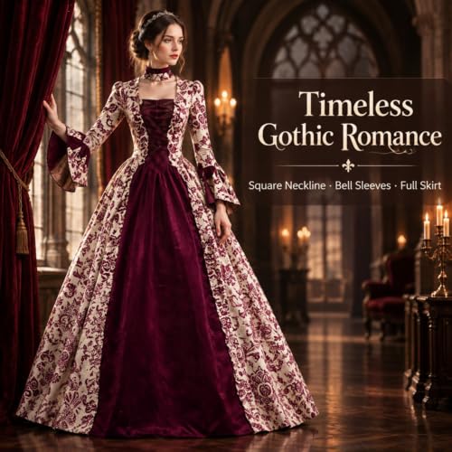 Women Gothic Dress Medieval Renaissance Costume Long Sleeve Gown - image 3