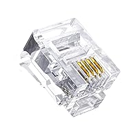 Vista 1 de RJ11 Conectores 25 Pack 6P4C Enchufe Teléfono Enchufe Modular Enchufe Teléfono Adaptador Jack Adaptador Crimpado Conector de cable telefónico