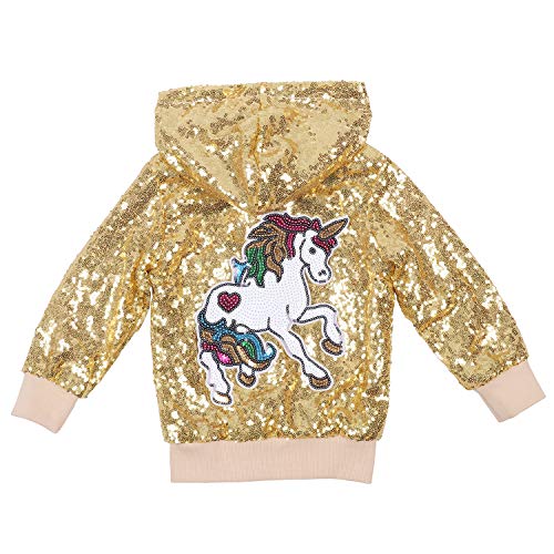 ANATA Girl Fall Sequin Jacket Kids Unicorn Novelty Hoodie Jacket Zipper Coat Outwear