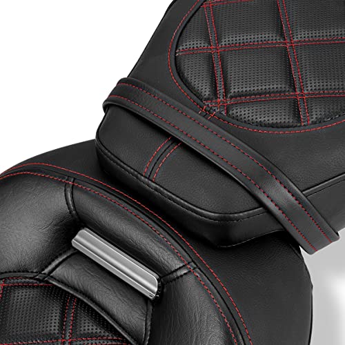 Low-Profile Driver Passenger Seat 2-Up Black Leather Pillion Fit For Harley Touring Electra Road Street Glide Classic 1999-2008 (Electronic Fuel Injection) #TOP4