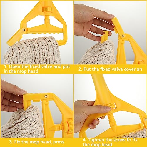 Image of WOPPLXY Looped-End String Wet Cotton Mops, Heavy Duty Industrial Commercial Mop with Extra Mop Head Replacement, 75 Inch Aluminium Alloy Pole, Wet Mop for Floor Cleaning