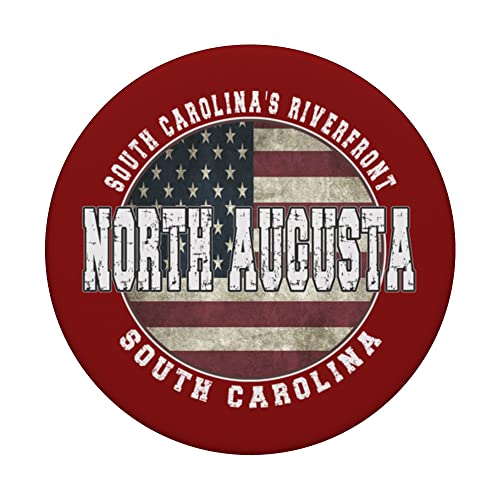 North Augusta South Carolina, Vintage American flag PopSockets Swappable PopGrip, Black - Image 3