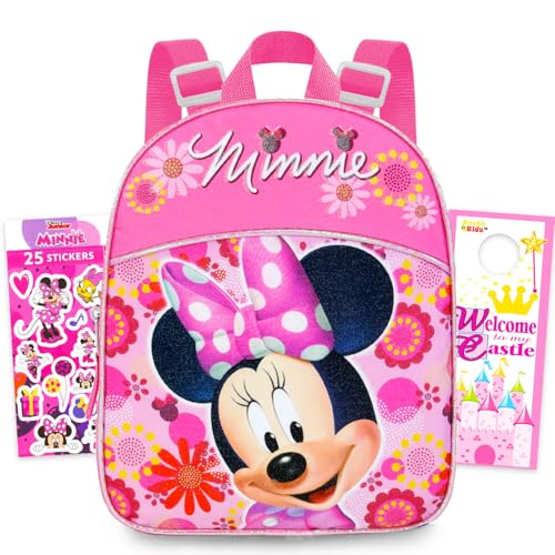 Disney Minnie Mouse Mochila infantil de 28 cm pr -escolar com brilhos