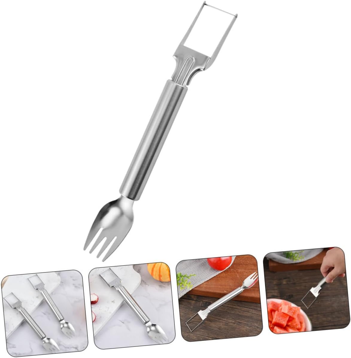 2-in-1 Stainless Steel Watermelon Fork Slicer for Summer Fruit Cutting image 4