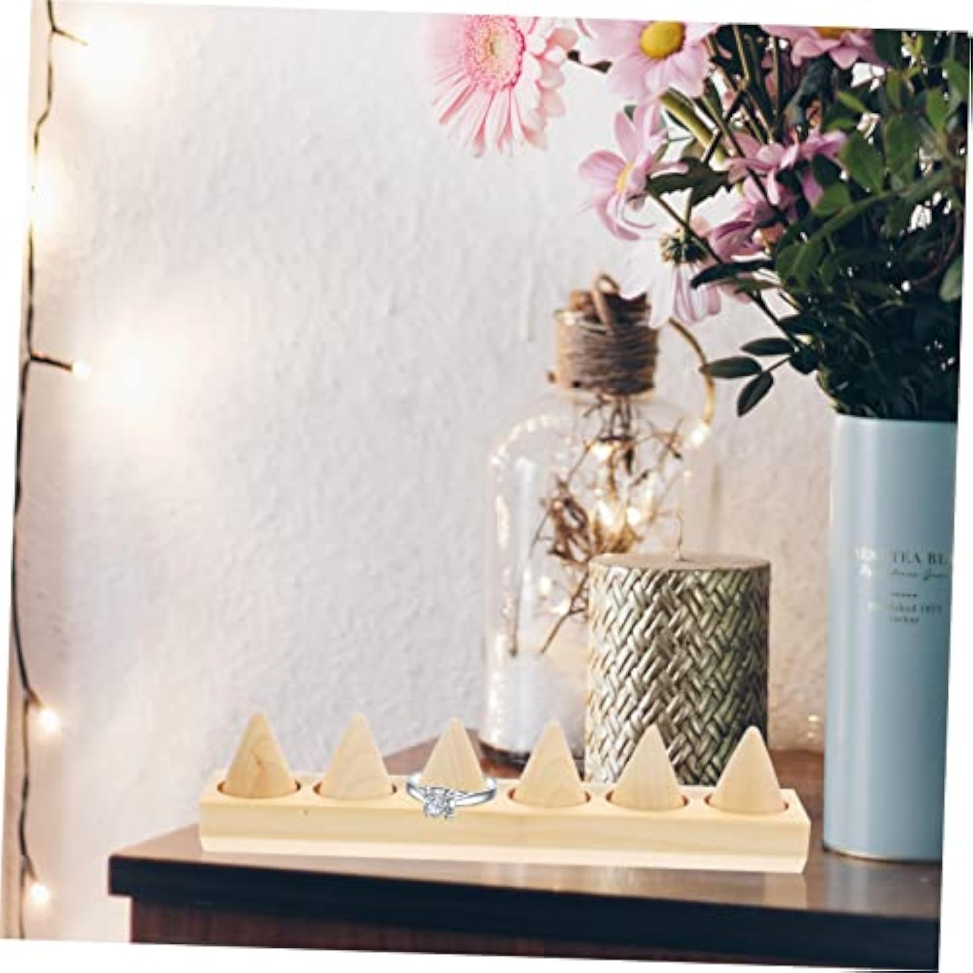 3pcs Multi-layer Wooden Cone Ring Holder