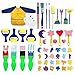 Produktbild Schwamm Pinsel Set Kinder, Schaumbürsten/Kunstmalerei Kittel Schürze/Spaß Schwamm Malbürsten Kindermalerei Kits, Kinder Frühes DIY-Lernen, Kindergeschenk(47 Stück)