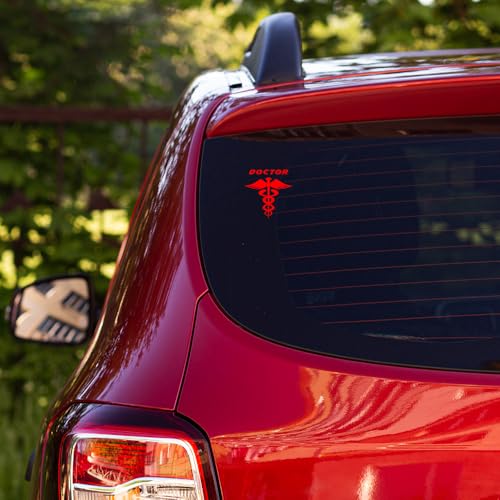 Image of Doctor Stickers for Car - Doctor Logo Reflector Sticker for Car, Waterproof Sticker, Size 10.5cm x 10.5cm (Pack of 2) (Red)