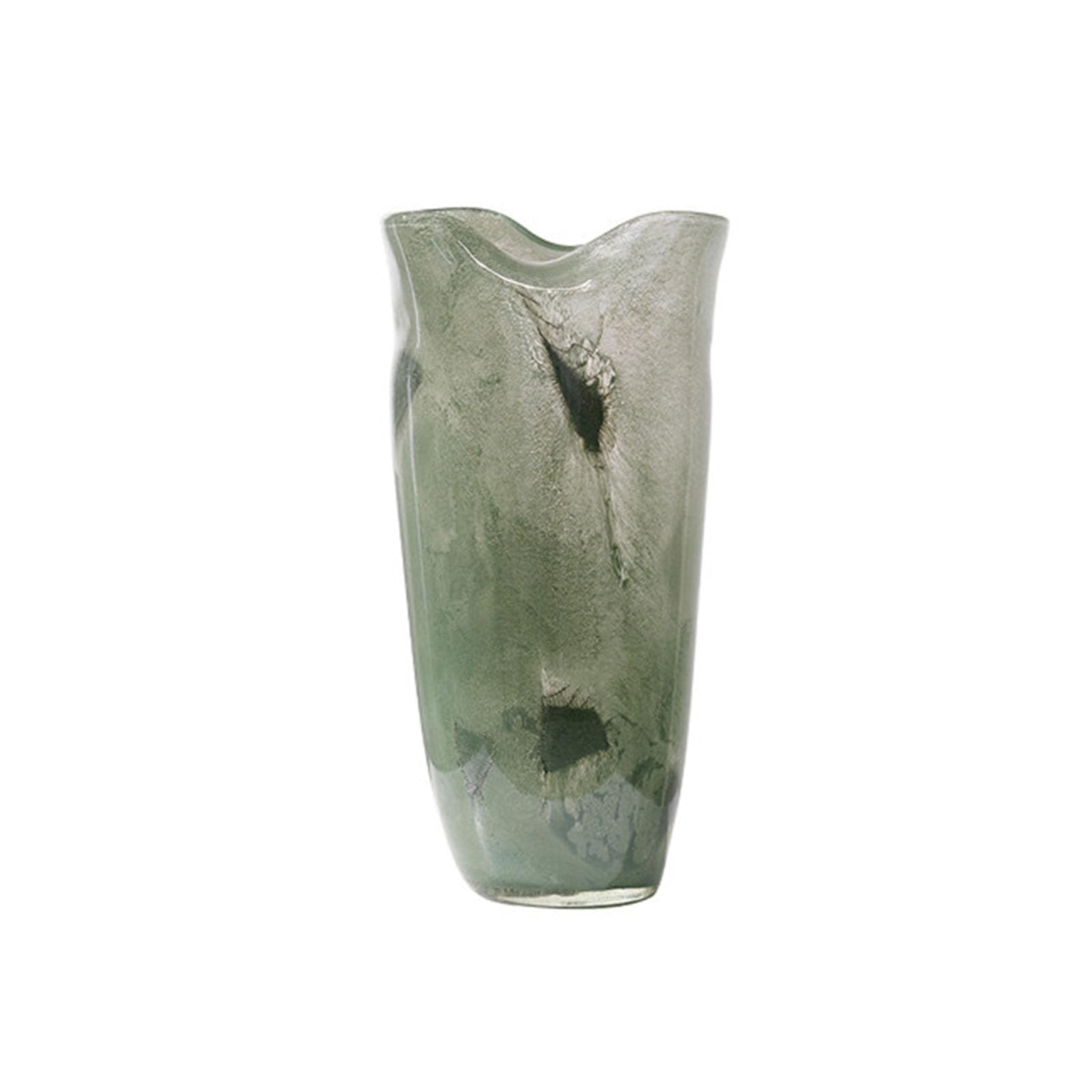 Nzzkoides Green Modern Glass Vase, Large Art Decorative Vase, For Centerpiece, Dining Table, Bar, Hotel, Holiday Party, Size 18.4 * 17.5 * 36.5Cm(Size:18.4 * 17.5 * 36.5Cm,Color:green)