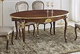 H 79 cm Dafne Italian Design Tavolo ovale da soggiorno e sala da pranzo, noce scuro con decorazioni oro -cm: 170 cm (allungato 270 cm) - 110 cm - H 79 cm - 100% Made in Italy (SF17)